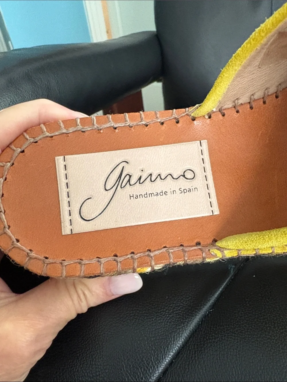 Gaimo Yellow Suede Espadrille Slide Sandals